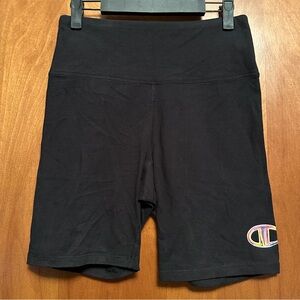 Champion Biker Shorts Black Logo Medium